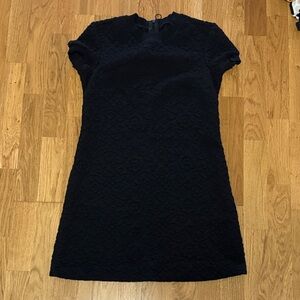 Black Lace Short Sleeve Shift Dress